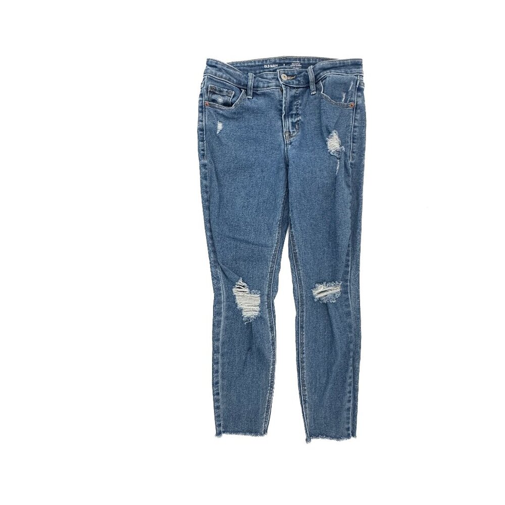 Old Navy High Rise Rockstar Super Skinny Distressed Raw Hem Women size 4P  Jeans